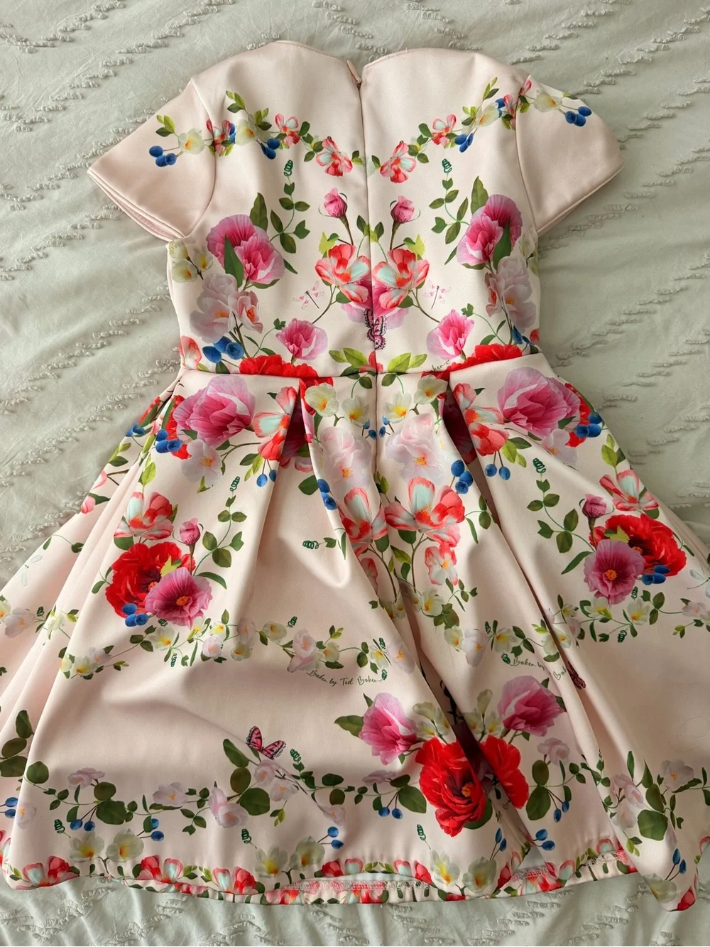 Ted Baker Pink Floral Fit-and-Flare Dress for Girls